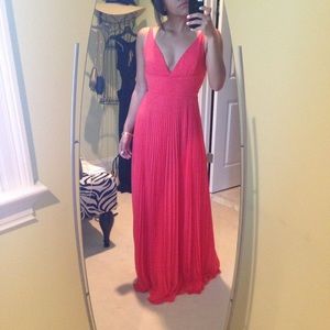 Laundry by Shelli Segal Pleated Coral Gown